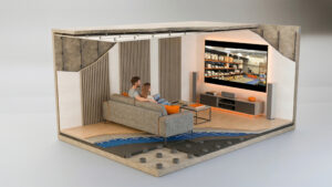 Homecinema box in box piso flutuante
